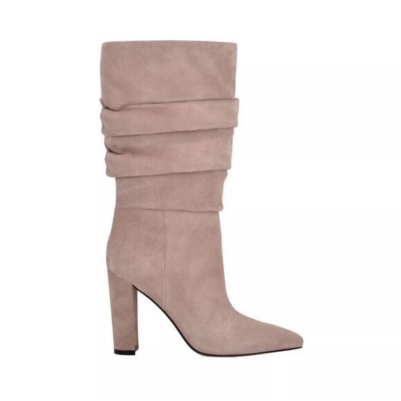 Marc Fisher Gomer Pointed Toe Mid-Calf Taupe Suede Boots New! - Picture 1 of 10